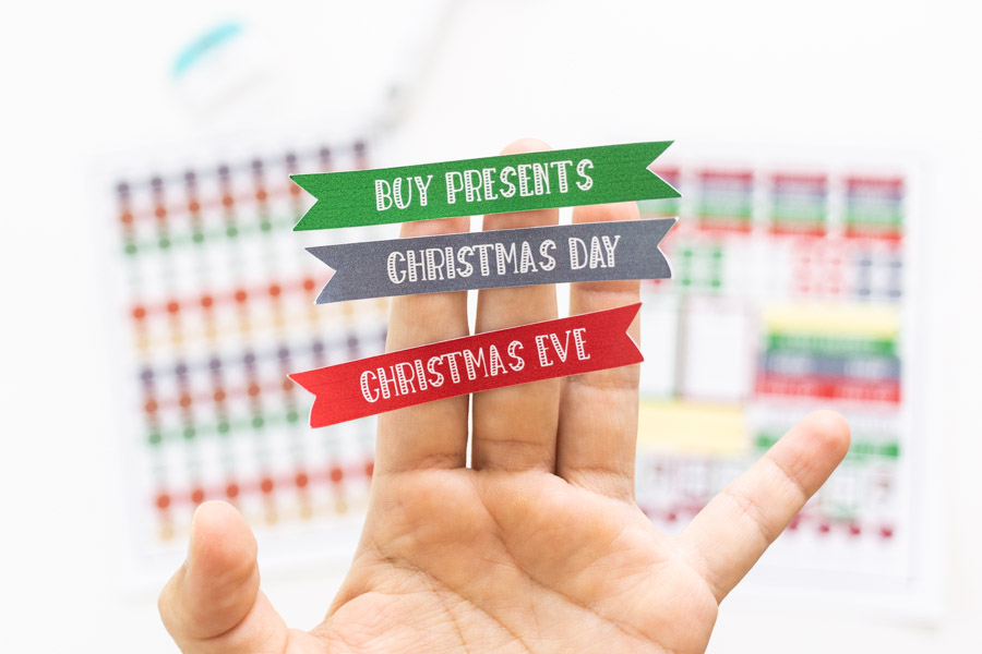 Christmas planner stickers close up