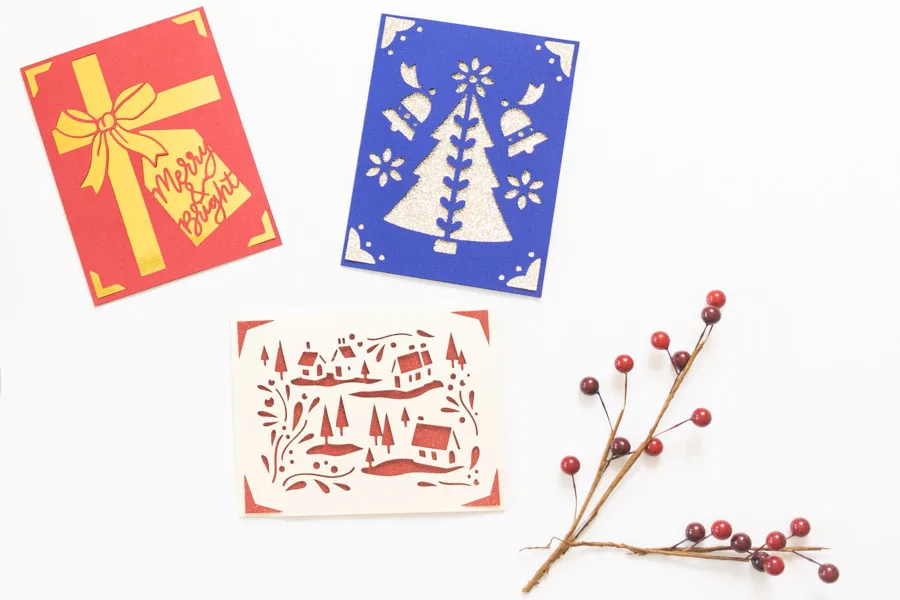 Multiple Christmas Cards made with Cricut Joy 