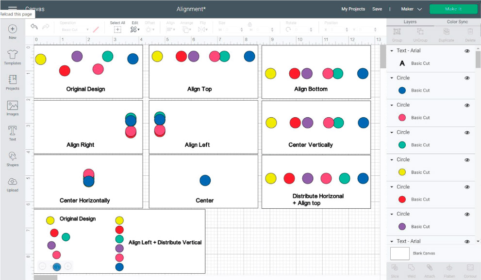 Align in cricut design space