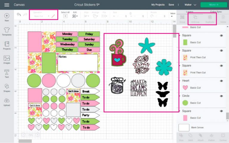 How to Make Stickers with your Cricut +Free Sticker Layout Templates ...