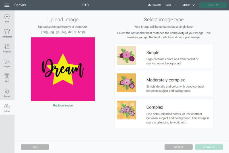 How a JPG Image looks when uploaded to Cricut Design Space