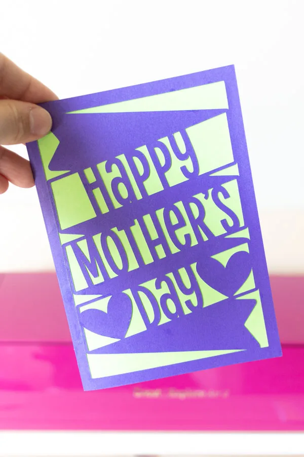 happy mother's day card (purple and green) made with cricut