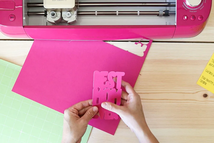 cutting pink cardstock with cricut explore