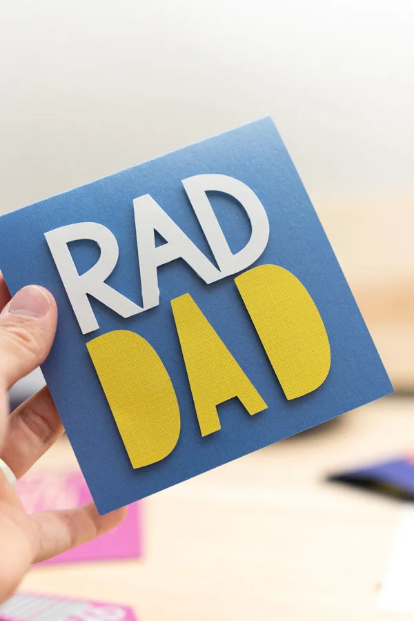 rad dad card made with cricut and dual adhesive dots