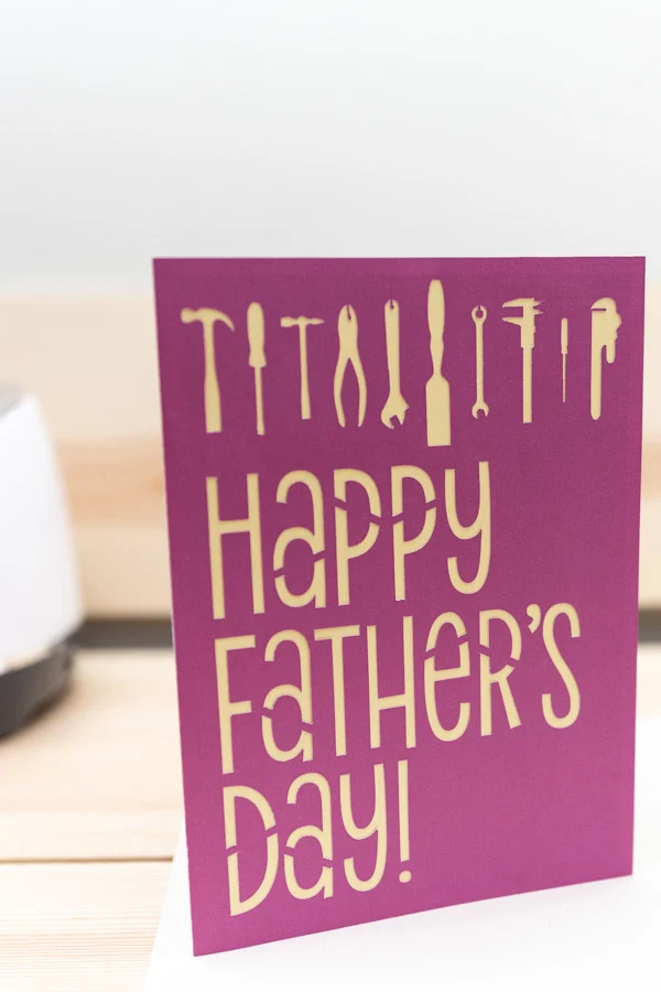 happy fathers day card (working tools, hammer, wrench, etc.) made with cricut 
