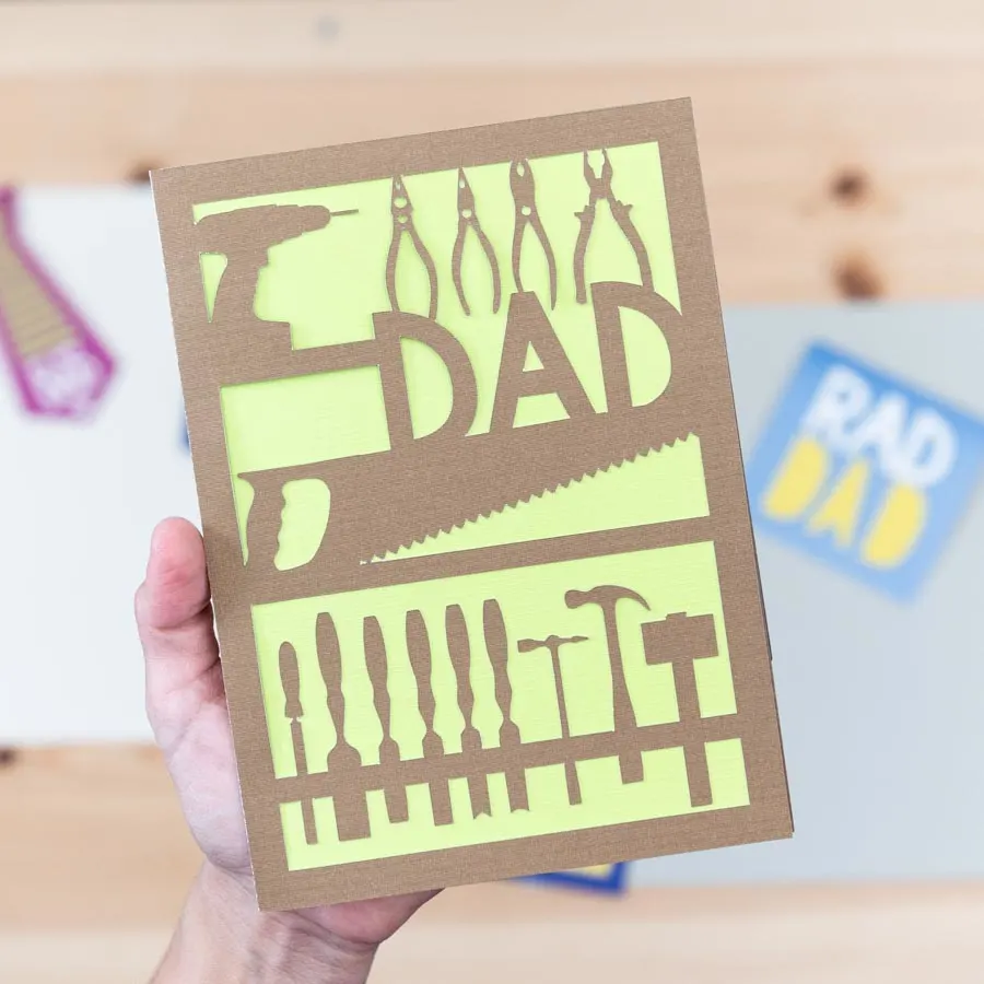 working tools dad card for fathers day (brown and green)