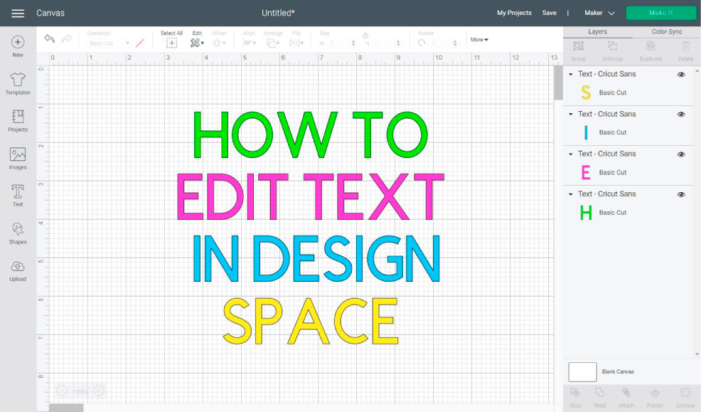 how to edit text in cricut design space