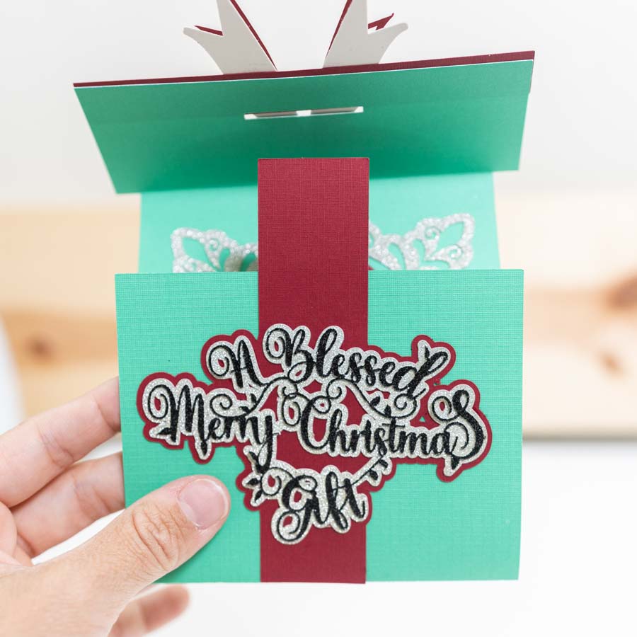 how to close christmas card gift shape