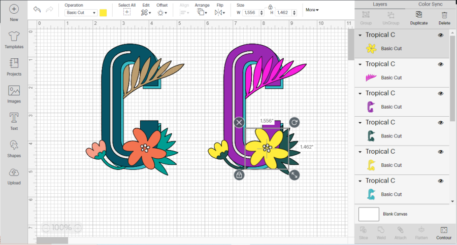 Changing colors of a multi-layer image in Cricut Design Space