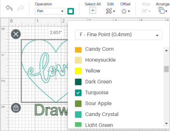 Screenshot showing how to change the color of your Cricut Pens