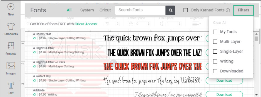 How to filter fonts 