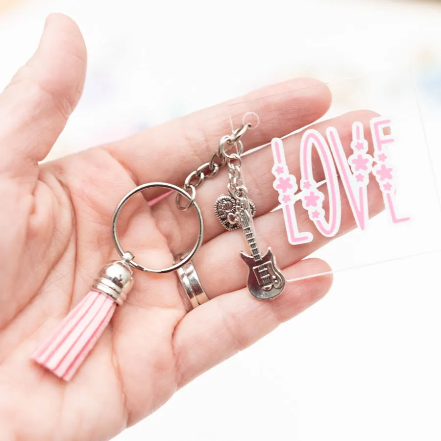 love keychain made with cricut