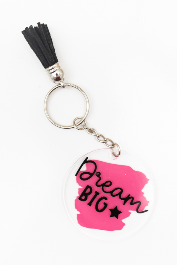 dream big keychain made with cricut