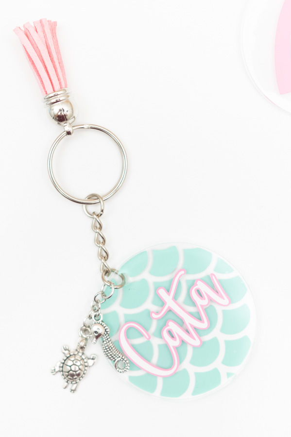 mermaid keychains with name made with cricut