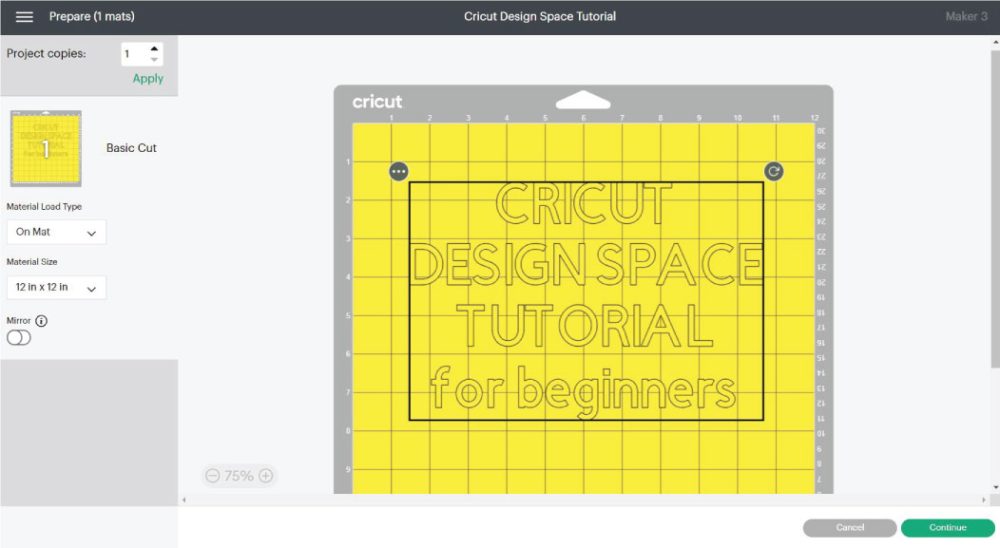 "MAKE IT" Mat preview in Cricut Design Space.