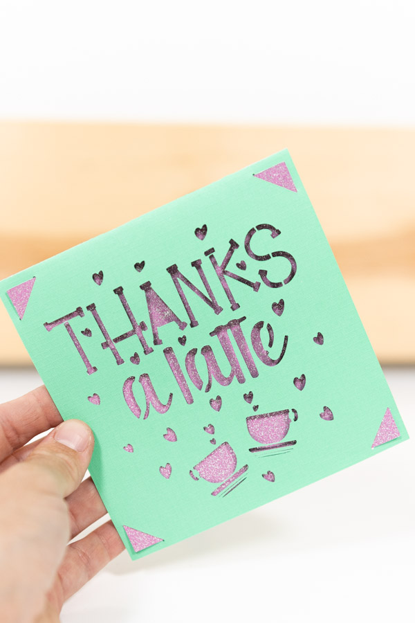 thanks a latte card made with cricut
