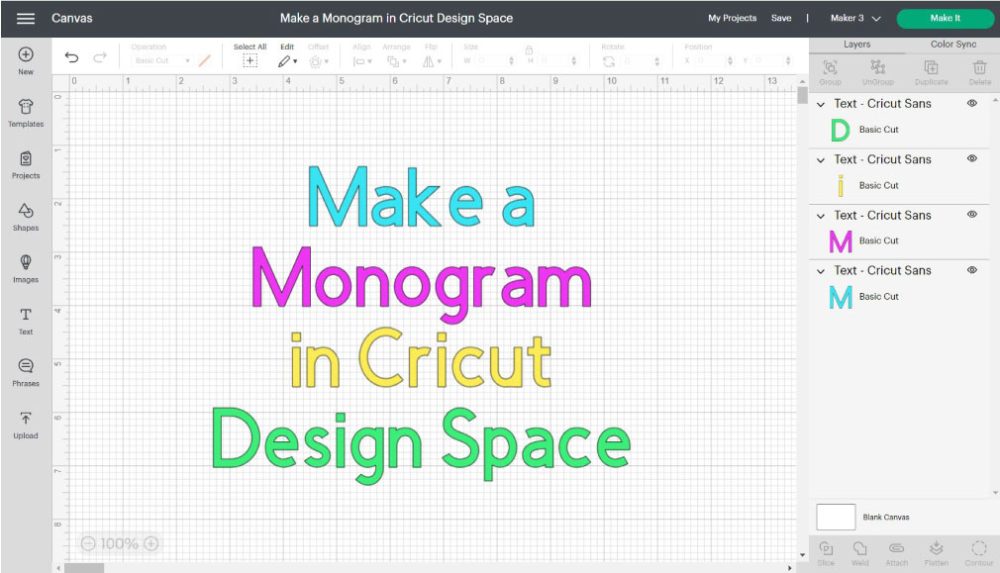 make a monogram text in Design Space featured image,
