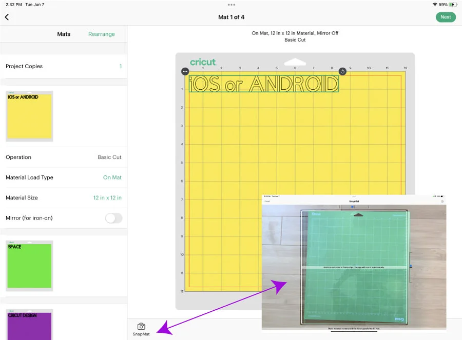mat preview cricut design space app.