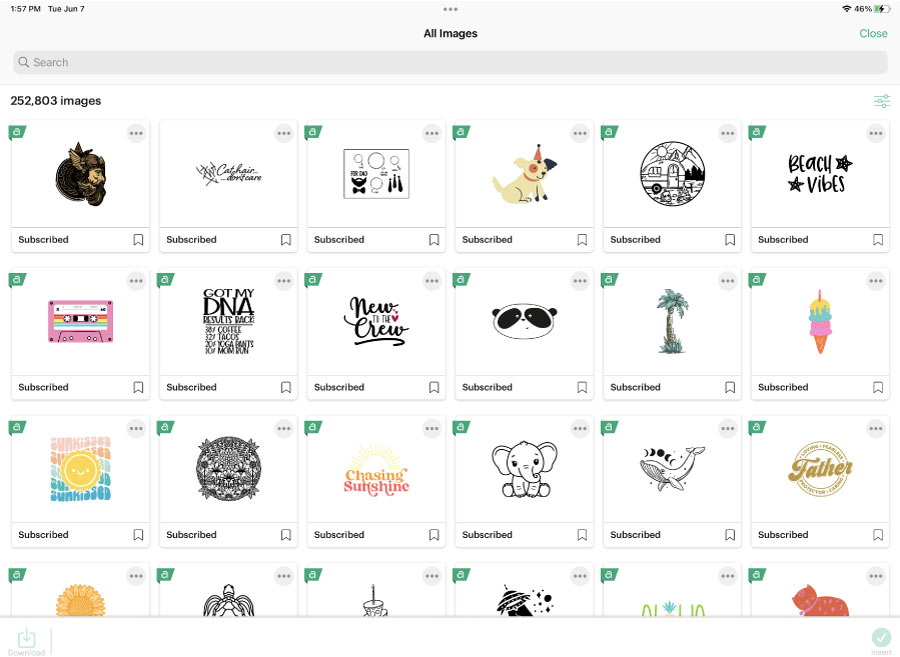 images interface in cricut design space app