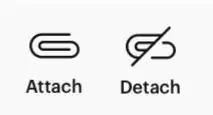 attach/detach icons in cricut design space app
