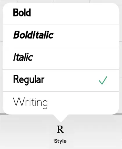 style font icon in design space app