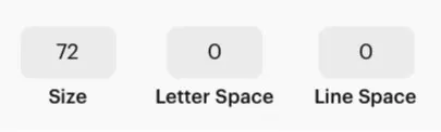 size, letter and line space icons in design space