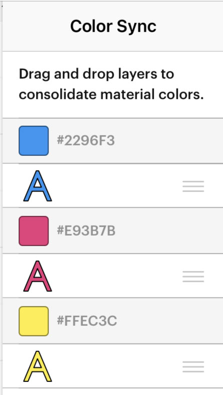 color sync panel in design space app