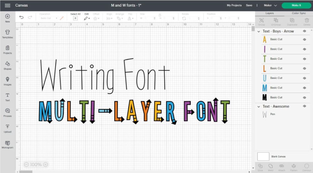 writing and multilayer fonts in design space