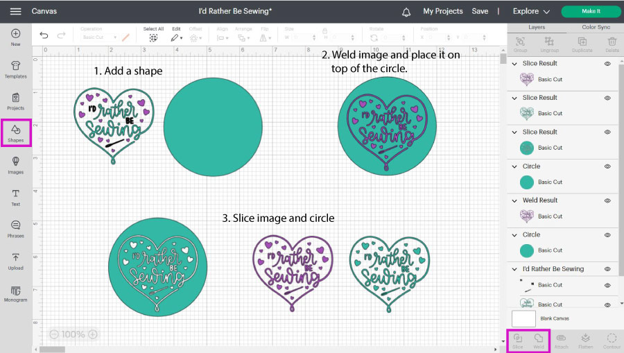 how to edit the sharing settings and customize a project in Cricut Design Space Desktop 