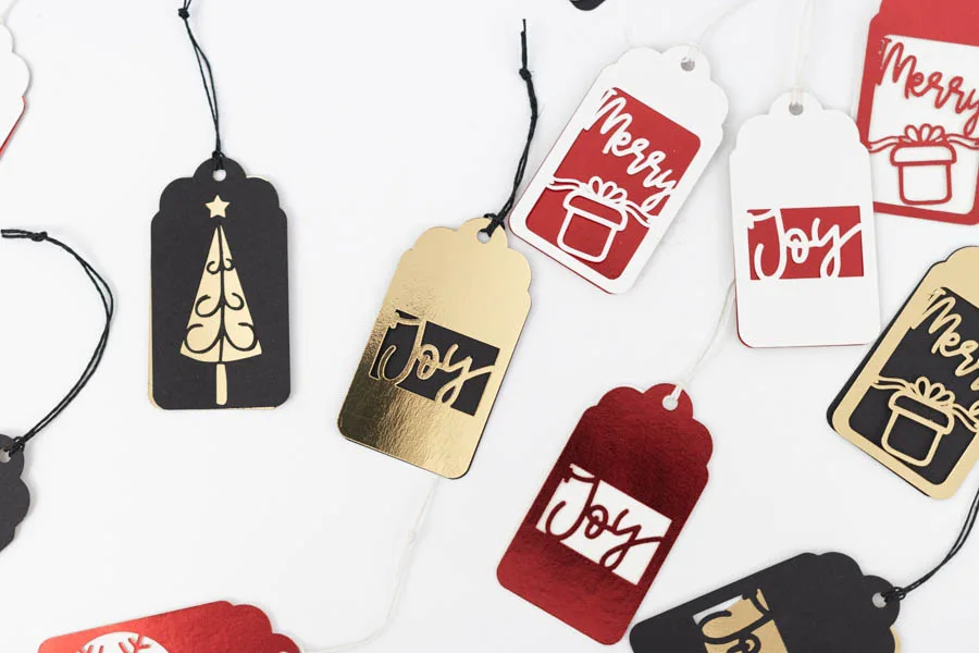 Christmas gift tags made with Cricut