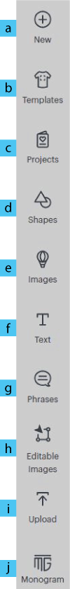 left panel icon in design space