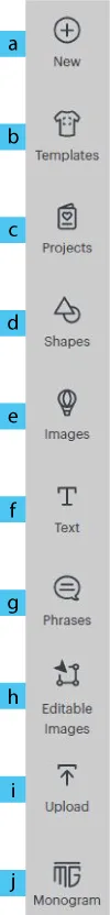left panel icons in design space