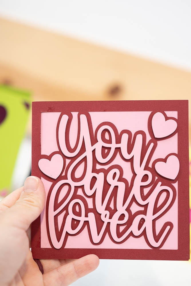 square you are loved valentines day card made with cricut