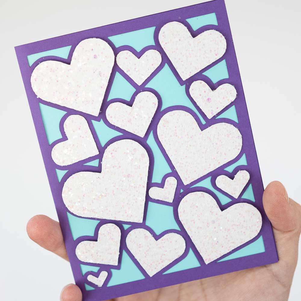 heart valentines day card made with cricut