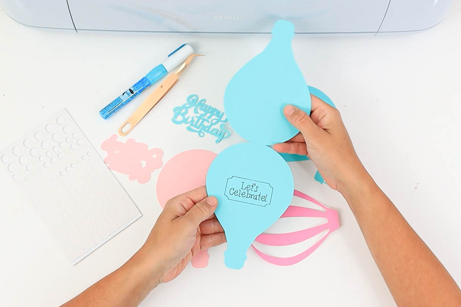 gather pieces to assemble birthday card
