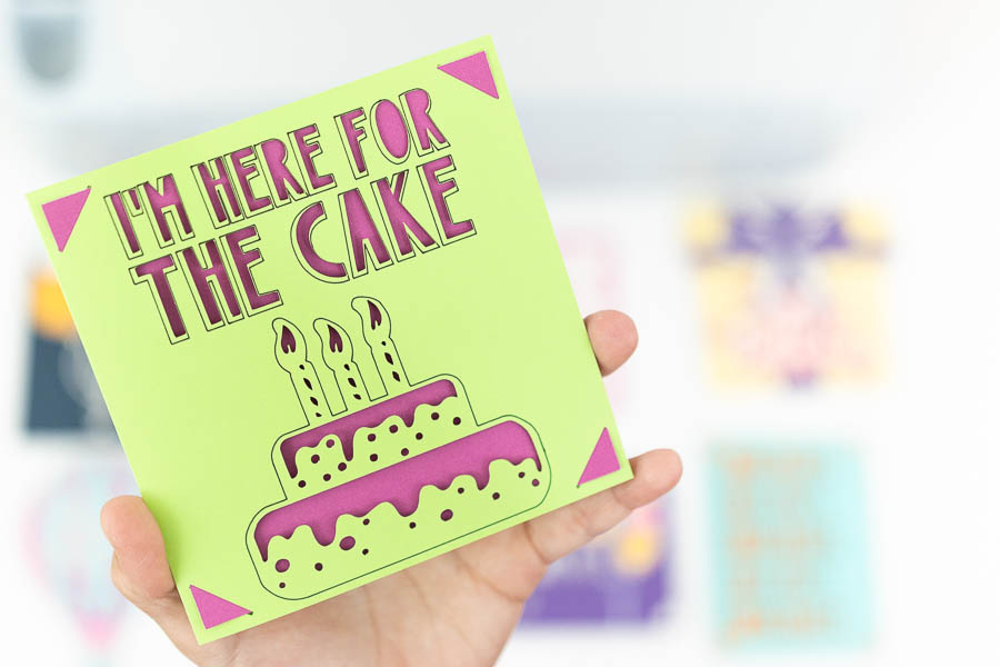 I'm here for the cake card made with cricut