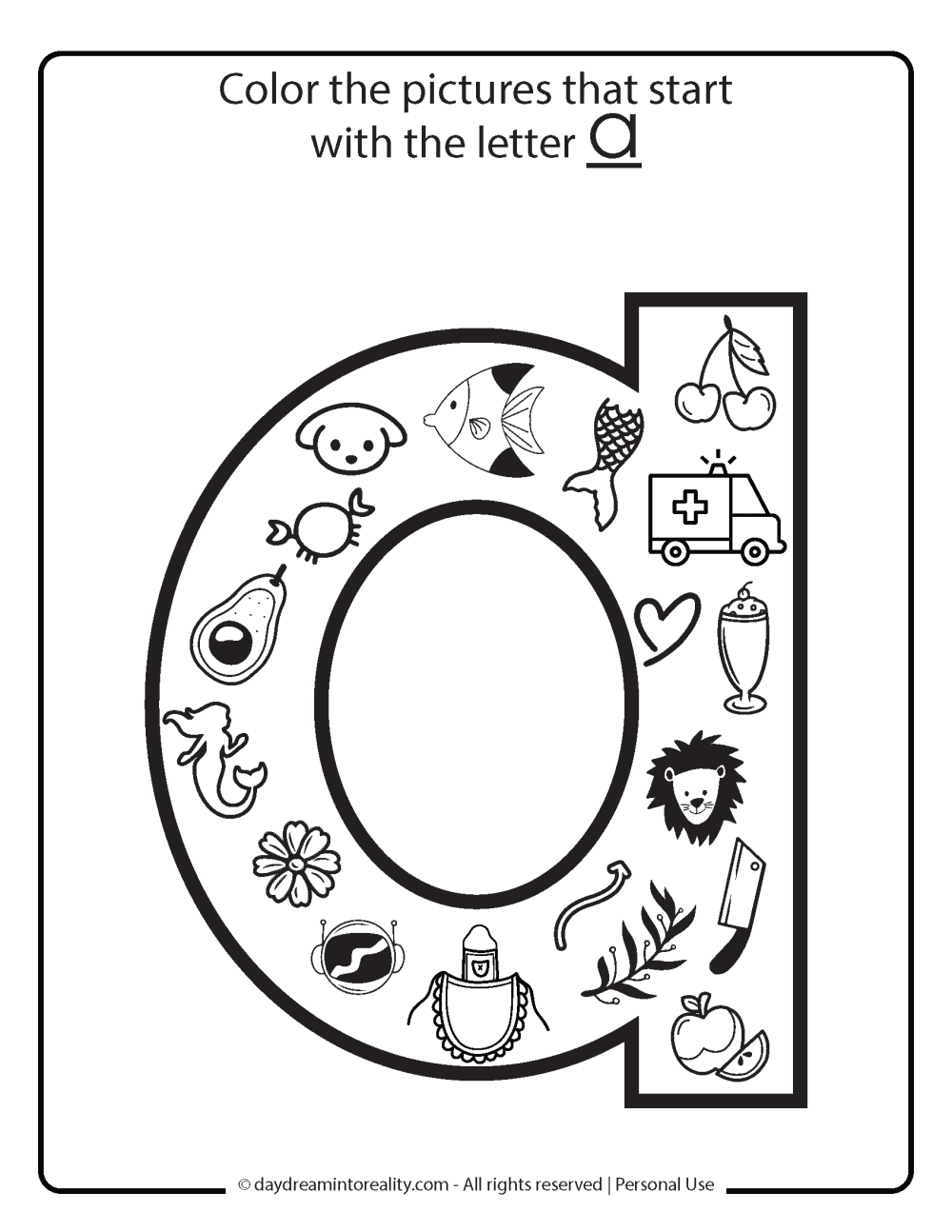 color the pictures that start with a worksheet free printable