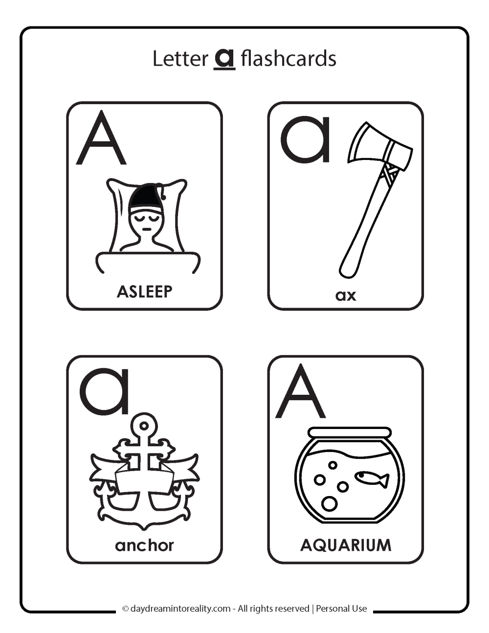 Letter a flashcards free printable