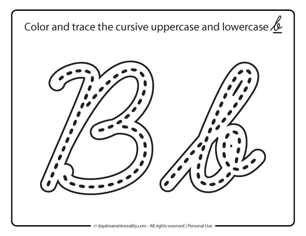 cursive letter b free printable