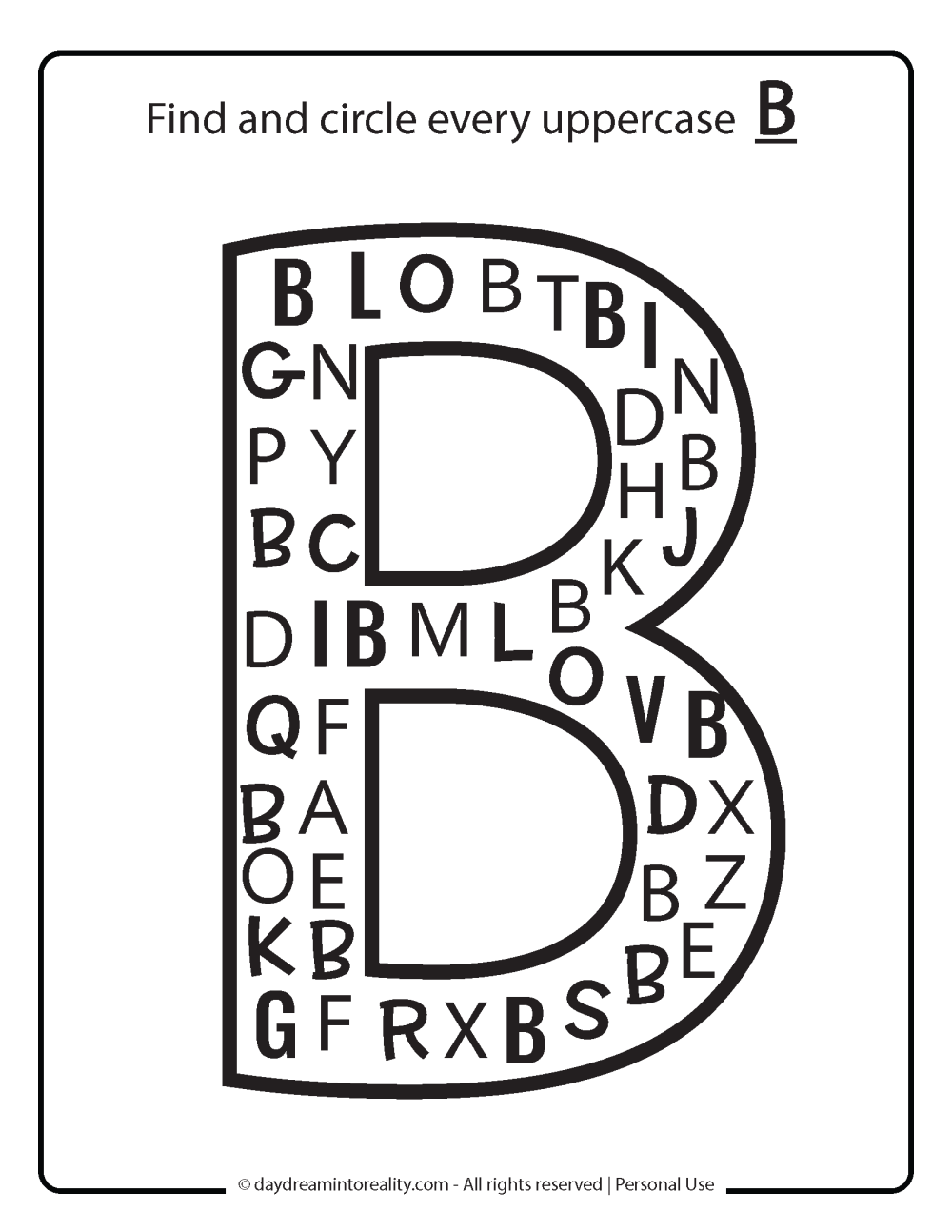 find and circle uppercase b free printable