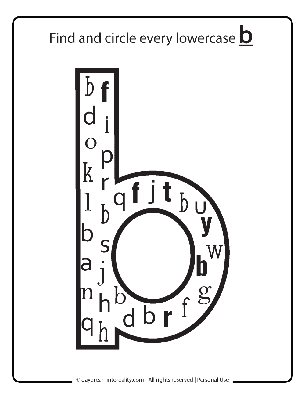 find and circle lowercase b free printable