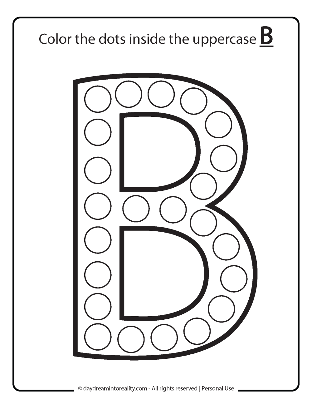 color dots uppercase b free printable