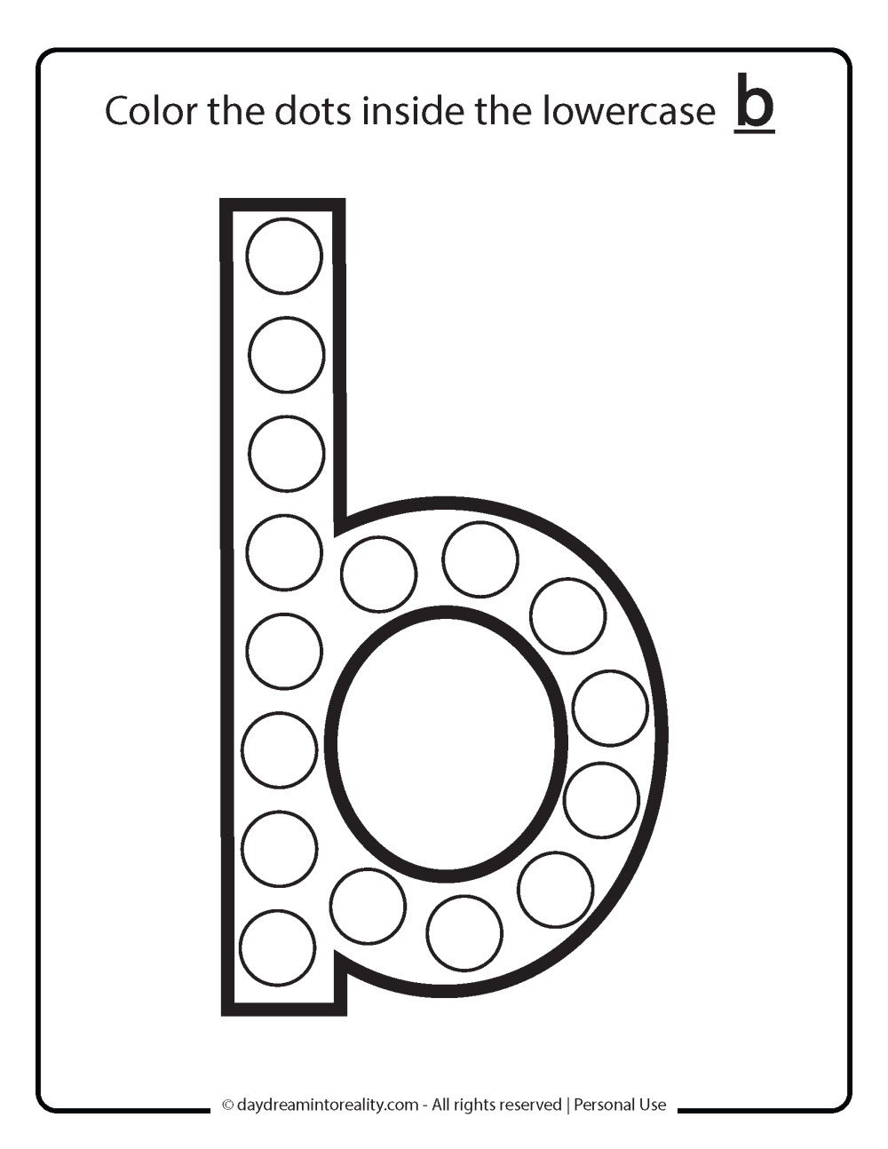 color dots lowercase b free printable