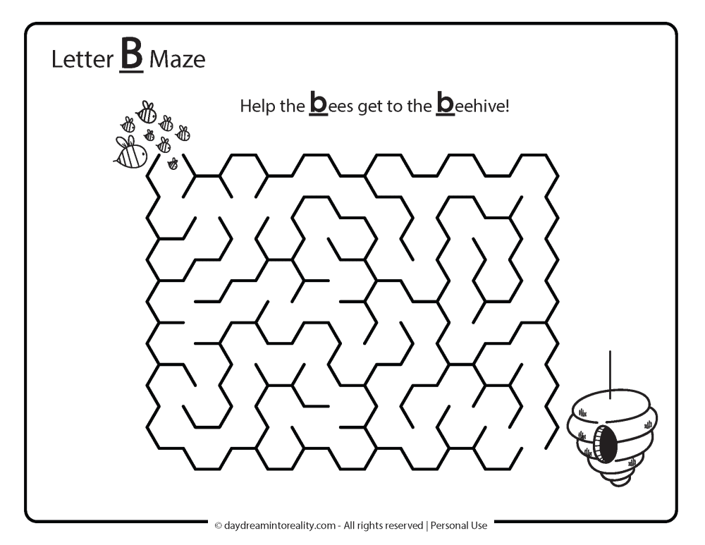help the bees get to the beehive maze free printable