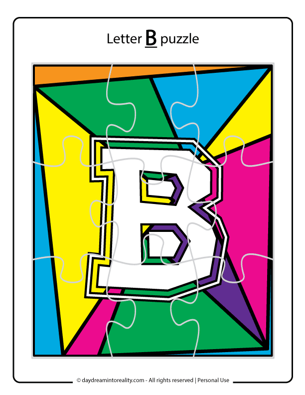 colorful uppercase b puzzle free printable