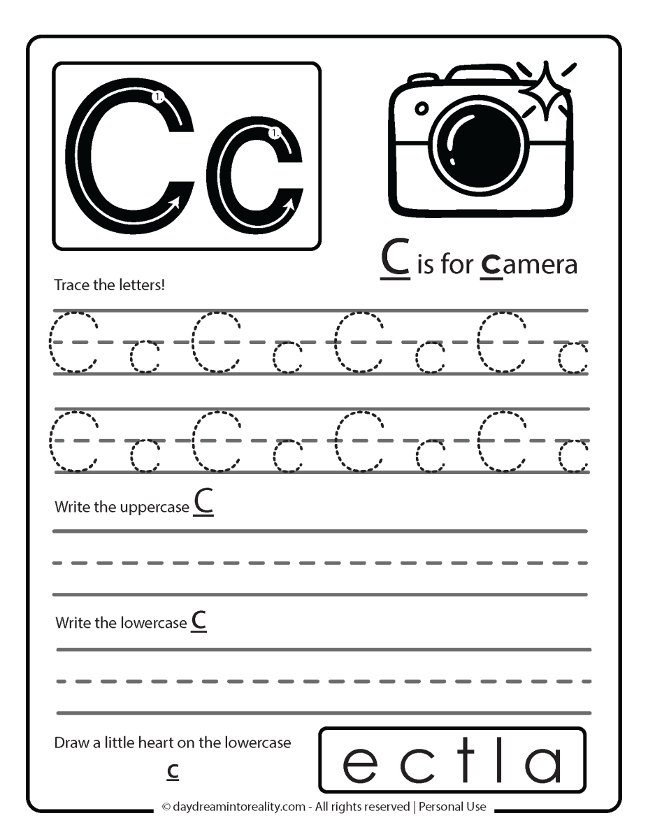 Letter C Worksheets – 55+ Free Printables – Daydream Into Reality