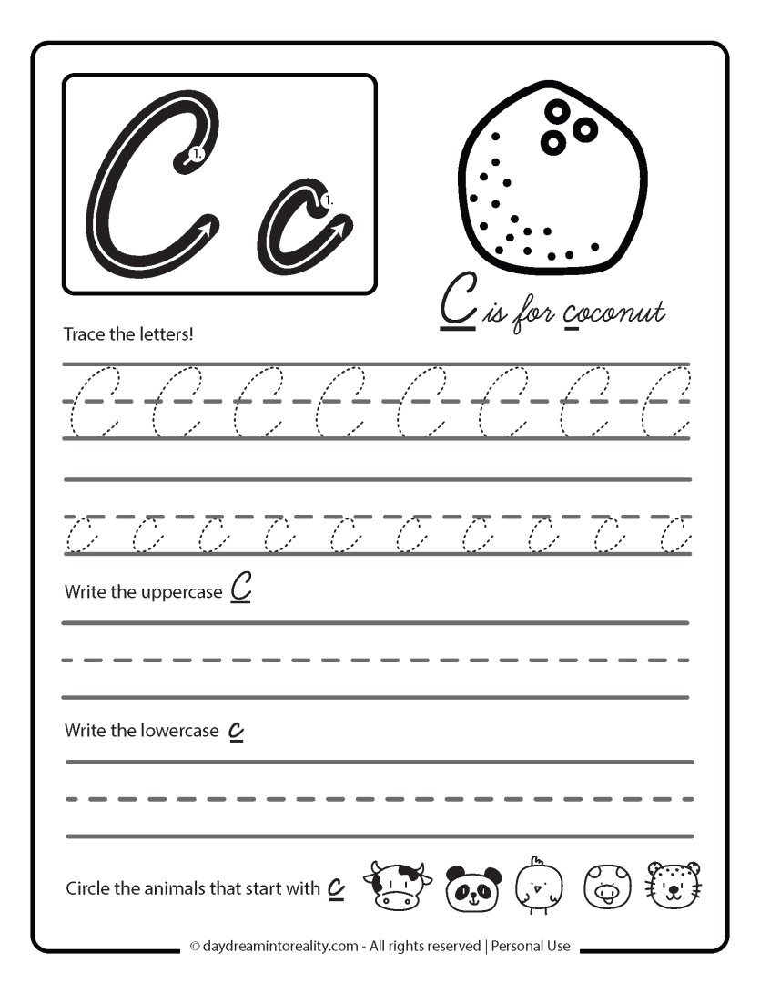 Letter C Worksheets – 55+ Free Printables – Daydream Into Reality