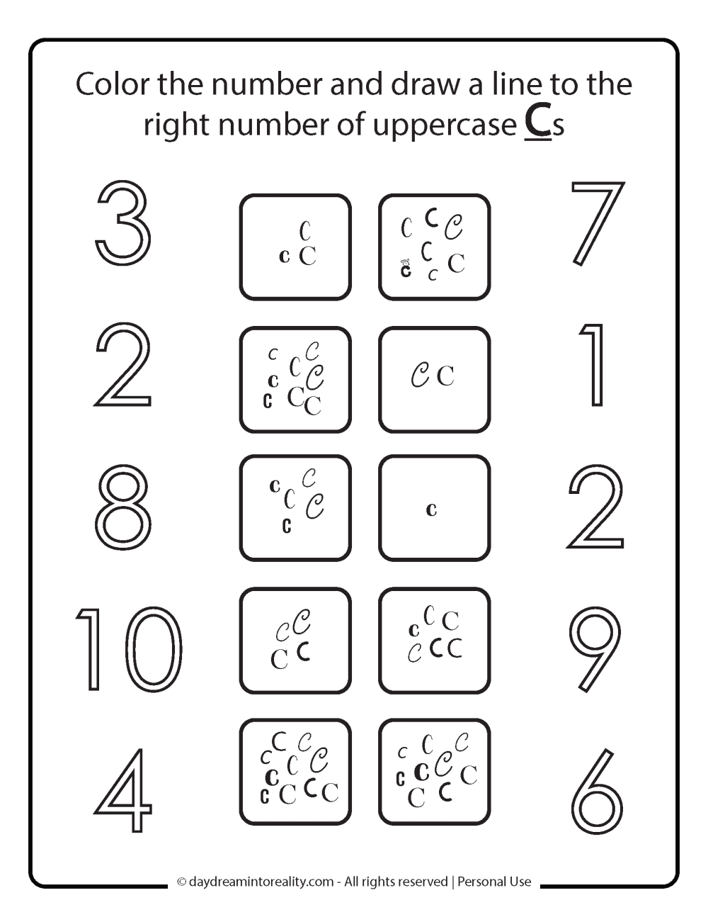 Letter C - and number recognition. 