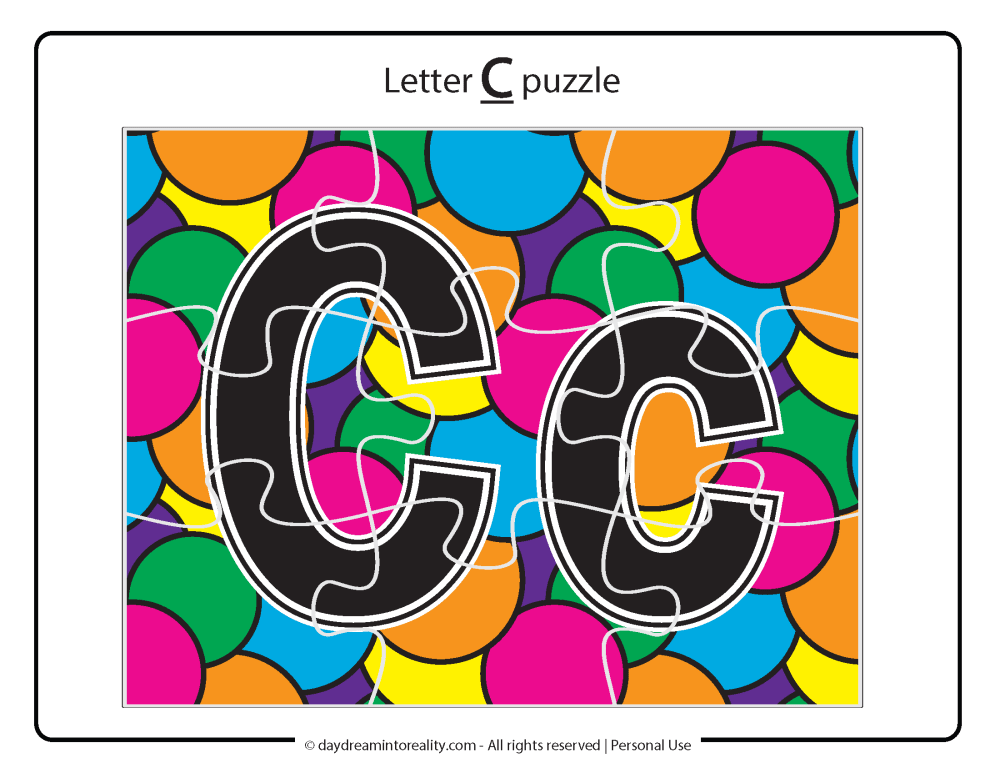 Uppercase and lowercase puzzle C worksheet free printable