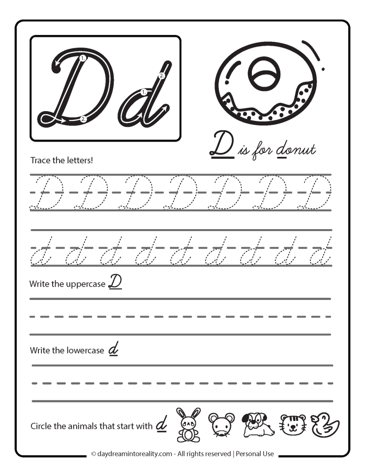 Letter D Worksheets – 55+ Free Printables – Daydream Into Reality